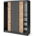 Šatní skříň Esville 180 cm dub Artisan/černá