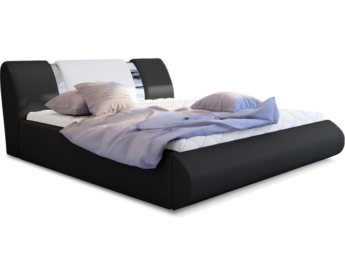 Dvoulůžková postel Flavio 180x200 eko kůže Soft 11 černá/Soft 17 bílá