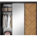 Šatní skříň Marrphy se zrcadlem 180 cm dub Caramel/černá