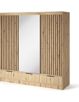 Šatní skříň Voodi se zrcadlem 180 cm dub Artisan