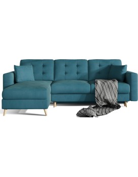 Rohová rozkládací sedací souprava ASGARD L 248 cm Mat Velvet 75 zelená univerzální