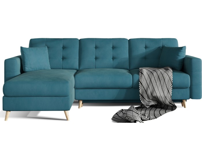 Rohová rozkládací sedací souprava ASGARD L 248 cm Mat Velvet 75 zelená univerzální
