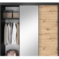 Šatní skříň Esville se zrcadlem 180 cm dub Artisan/černá