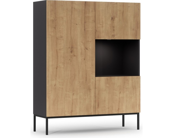 Vitrína Lanzzi 120 cm černá/dub Artisan