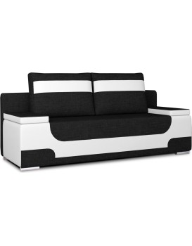 Rozkládací pohovka AREA 200 cm Sawana 14/Soft 17 černo-bílá