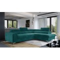Rohová rozkládací sedací souprava LAURENCE 278 cm Mat Velvet 75 tmavě zelená pravá