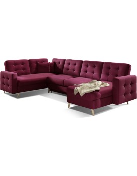 Rohová rozkládací sedací souprava ASGARD U 326 cm Mat Velvet 68 vínová univerzální