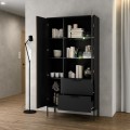 Vitrína Meorati s LED osvětlením 100 cm černá/dub Artisan