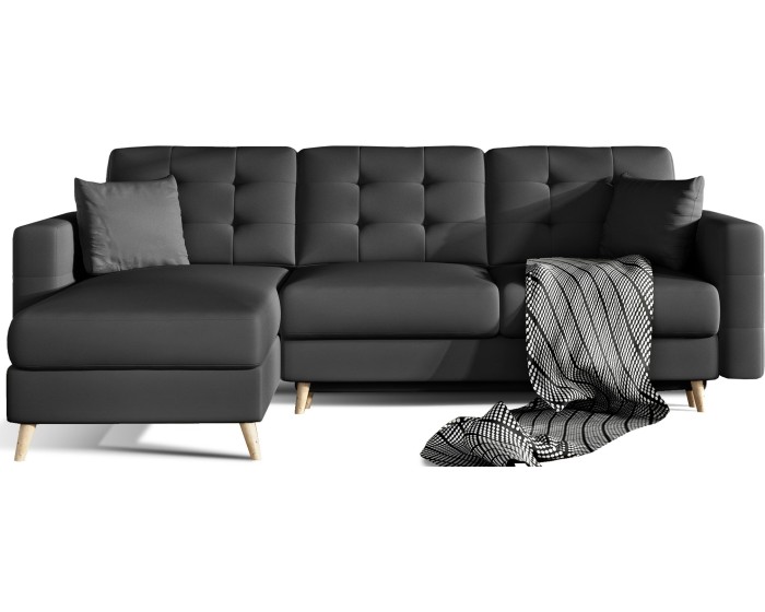 Rohová rozkládací sedací souprava ASGARD L 248 cm Soft 11 černá univerzální
