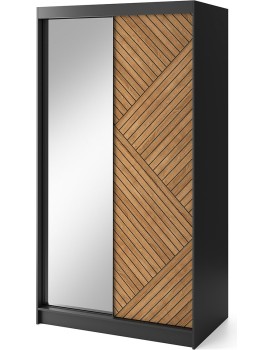 Šatní skříň Marrphy se zrcadlem 120 cm dub Caramel/černá