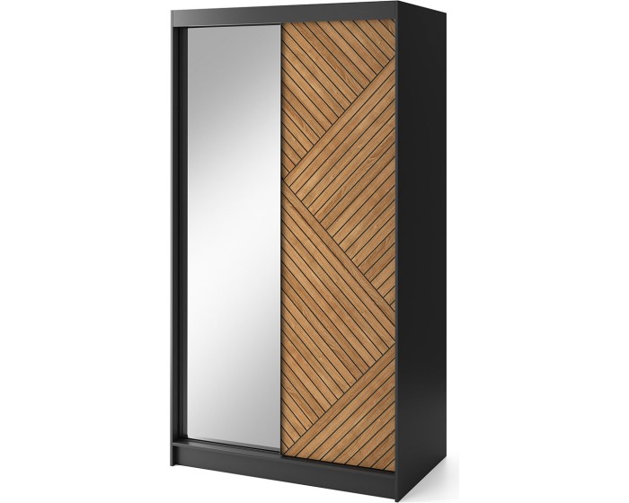 Šatní skříň Marrphy se zrcadlem 120 cm dub Caramel/černá