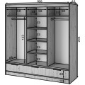 Šatní skříň Voodi se zrcadlem 180 cm dub Artisan