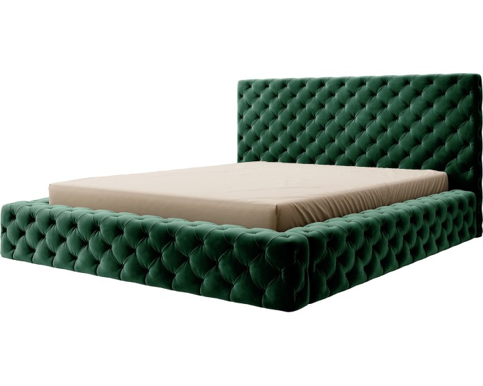 Dvoulůžková postel PRINCCE 180x200 Lukso 35 láhvově zelená