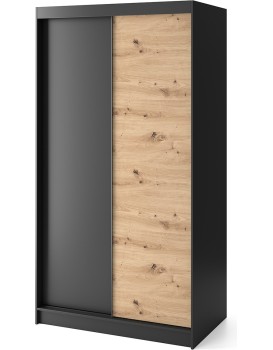 Šatní skříň Esville 120 cm dub Artisan/černá