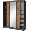 Šatní skříň Marrphy se zrcadlem 180 cm dub Caramel/černá