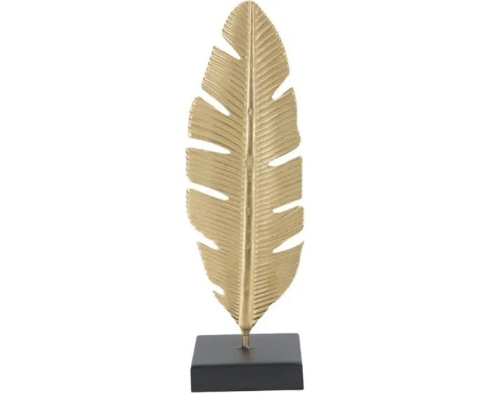 Kovový svícen Leaf Glam 34 cm zlatý