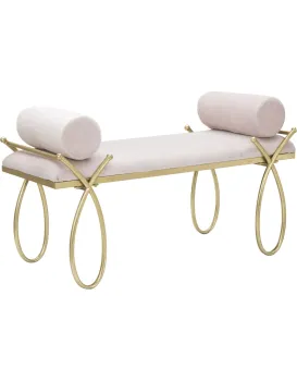 Lavice Ribbon 112 cm samet zlatá/růžová