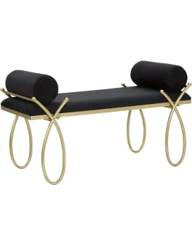Lavice Ribbon 112 cm samet zlatá/černá