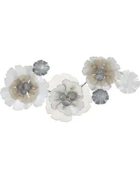 Kovová nástěnná dekorace Flowery 119x60 cm vícebarevná