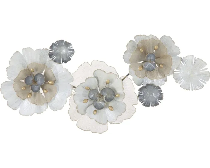 Kovová nástěnná dekorace Flowery 119x60 cm vícebarevná