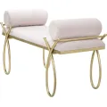 Lavice Ribbon 112 cm samet zlatá/růžová