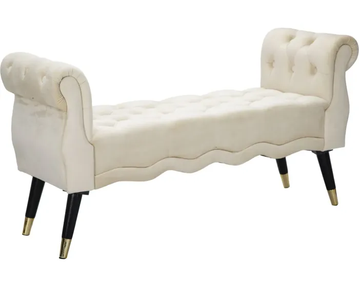 Lavice Paris 120 cm samet béžová/zlatá