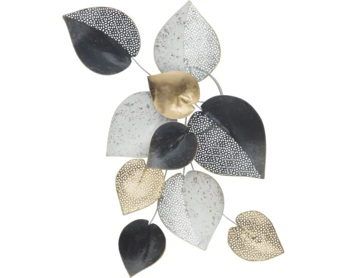 Kovová nástěnná dekorace Half Leaf 40 cm vícebarevná/zlatá