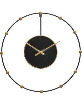 Kovové nástěnné hodiny Pearl 61 cm černé/zlaté