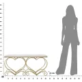 Lavice Heart 105 cm samet zlatá/krémová