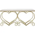 Lavice Heart 105 cm samet zlatá/krémová