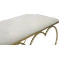 Lavice Heart 105 cm samet zlatá/krémová