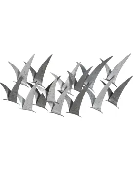 Kovová nástěnná dekorace Gabbiani 93x47,6 cm stříbrná