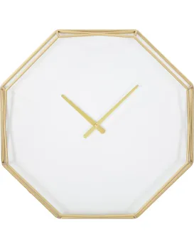 Kovové nástěnné hodiny Octagonal 56 cm zlaté/bílé