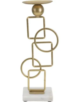 Svícen Marie 31 cm zlatý/mramor