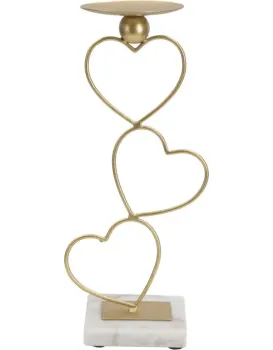 Kovový svícen Heart 32 cm zlatý/mramor