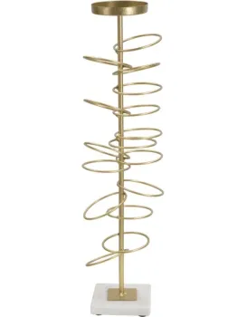 Kovový svícen Rings 50 cm zlatý/mramor