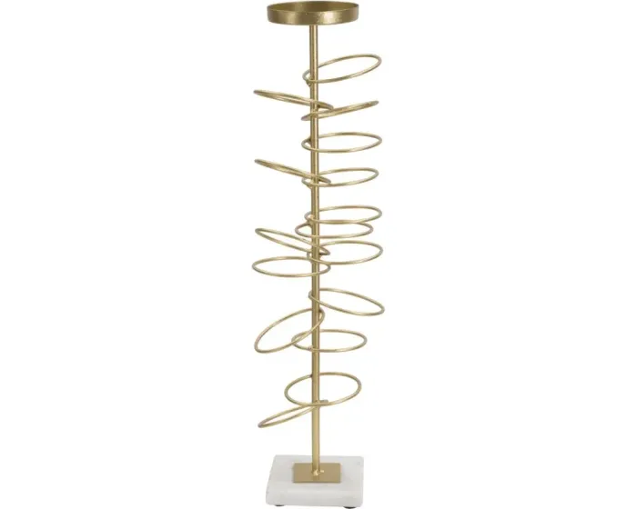 Kovový svícen Rings 50 cm zlatý/mramor