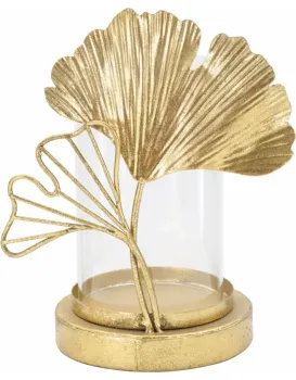 Svícen Leaf 21 cm čirý/zlatý