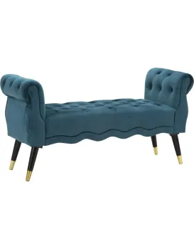 Lavice Paris 120 cm samet tyrkysová/zlatá