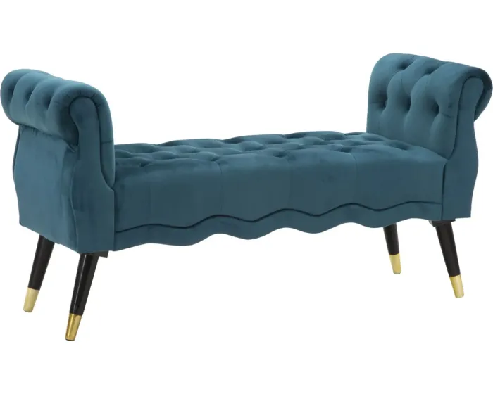 Lavice Paris 120 cm samet tyrkysová/zlatá