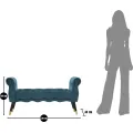 Lavice Paris 120 cm samet tyrkysová/zlatá