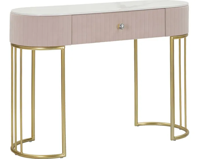 Konzolový stolek Montpellier 100 cm se zásuvkou růžový/zlatý/mramor