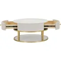 Konferenční stolek Montpellier 75 cm se zásuvkami zlatý/krémový/mramor