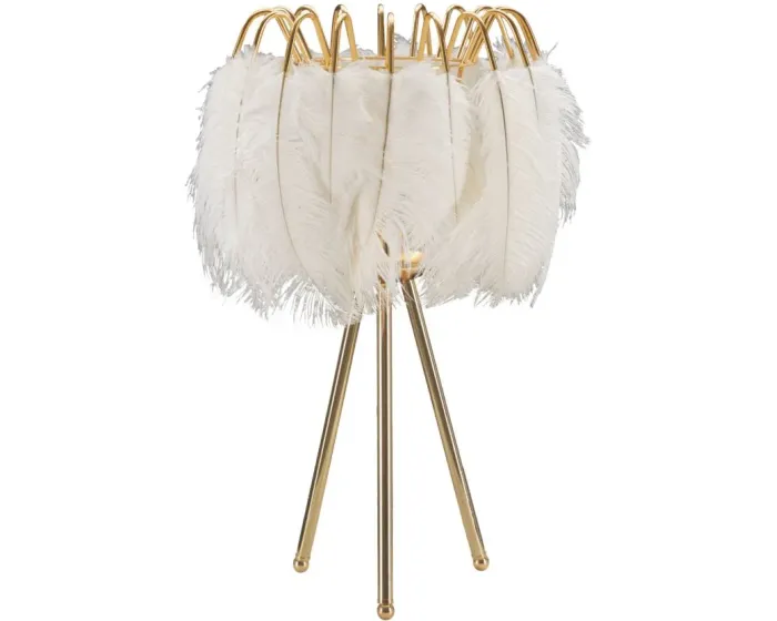Stolní lampa Feather Stand 60 cm bílo-zlatá