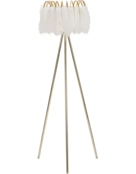 Stojací lampa Feather 147 cm bílá/zlatá