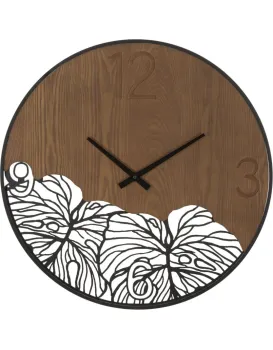 Nástěnné hodiny Super Leaf 60 cm hnědé/černé