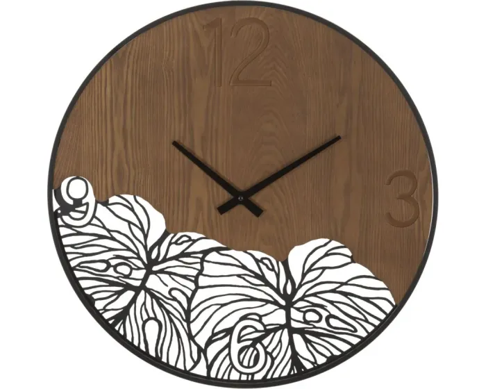 Nástěnné hodiny Super Leaf 60 cm hnědé/černé
