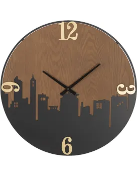 Nástěnné hodiny City 60 cm hnědé/černé