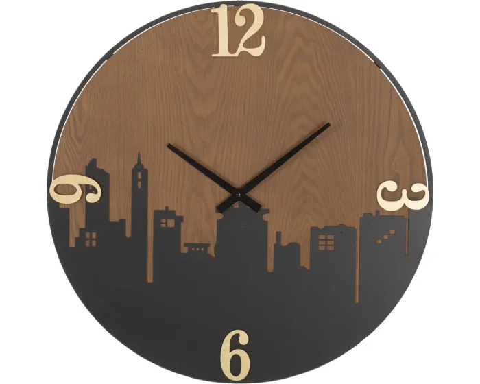Nástěnné hodiny City 60 cm hnědé/černé