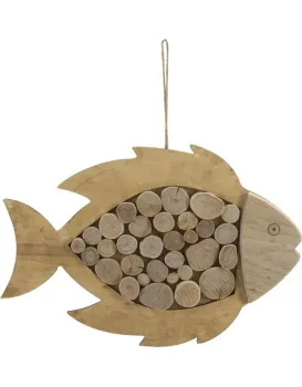 Závěsná dřevěná dekorace Fish hnědá